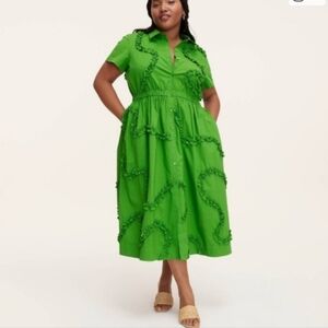 Kate Spade Green Ribbon Midi Dress